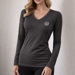 Black Long Sleeve V-Neck Shirt